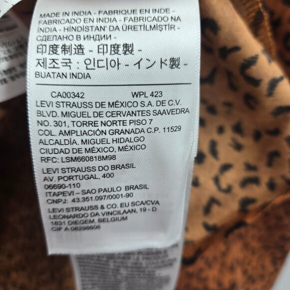 Levi's Brown Animal Print Kaila Ruched Puffed Sleeve Crop Top Medium - Picture 5 of 8